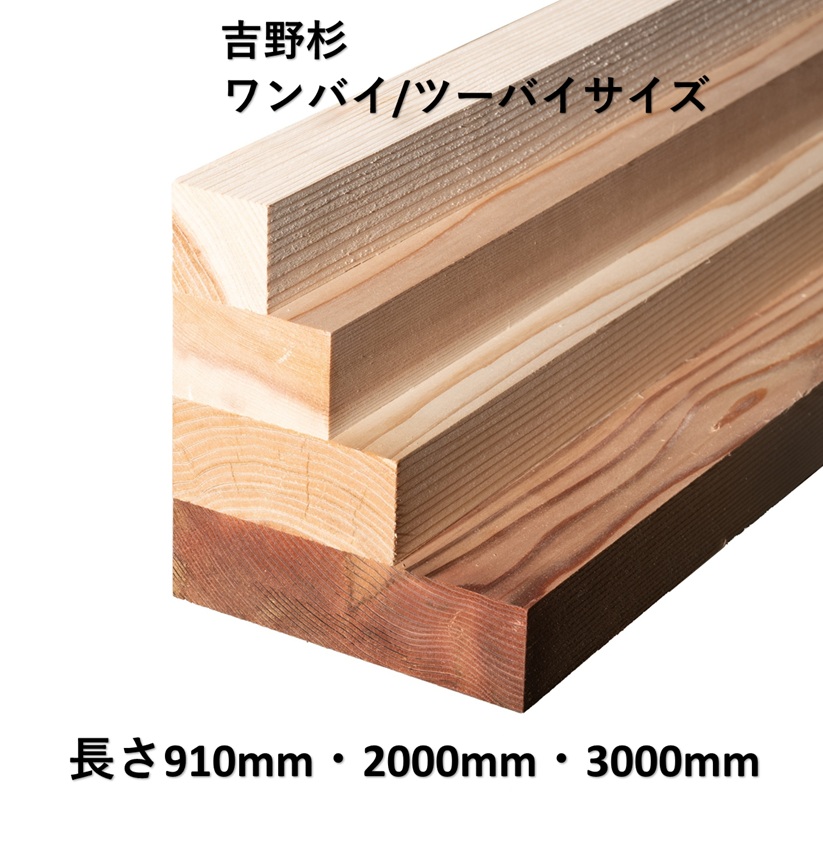 ワンバイ・ツーバイ　長さ910mm・2000mm・3000mm（6本セット）