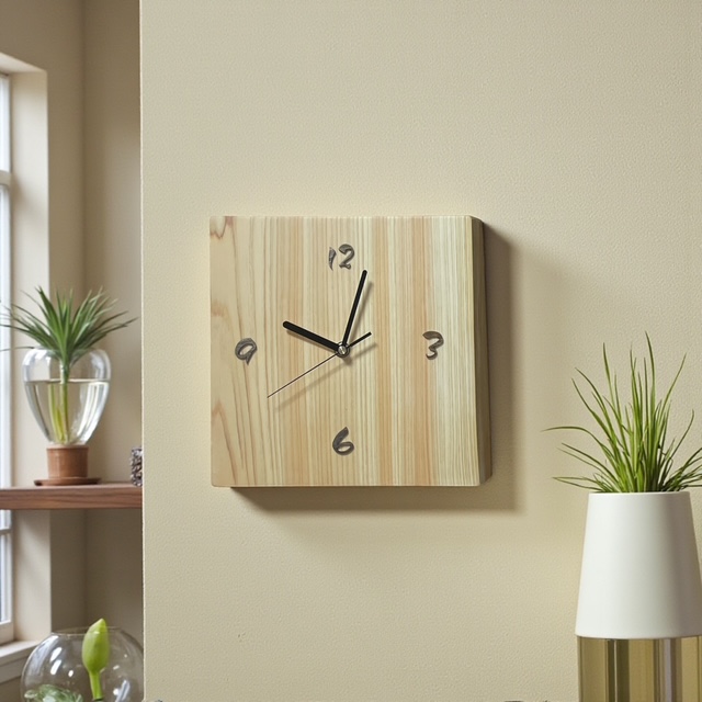 Toki-Hinoki-002吉野桧のシンプル壁掛け時計