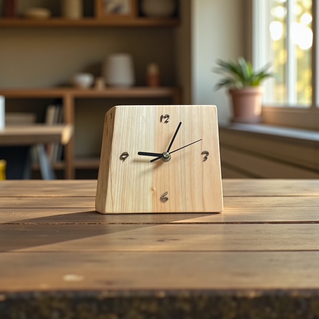 Toki-Hinoki-001吉野桧のシンプル置き時計